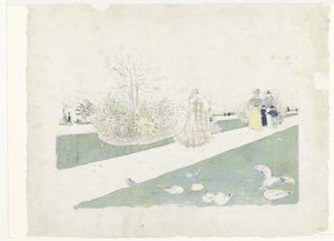 Wandelaars in het park de Tuilerieën in Parijs