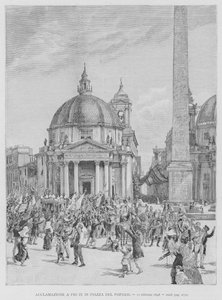 Acclamatie voor Pius IX op het Piazza del Popolo door Edouardo Matania