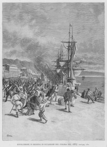 Revolutie van Messina tijdens de cholera van 1837 door Edouardo Matania