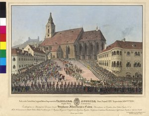 Kroning van keizerin Caroline Auguste tot koningin van Hongarije op 25 september 1825 in Bratislava door Eduard Gurk