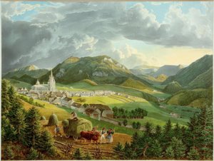Mariazell vanaf de Bürgeralpe door Eduard Gurk