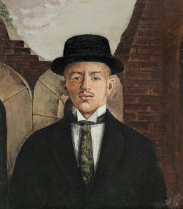 Portret van de dichter Vasili Kamensky 1884-1961 in een hoge hoed, 1917