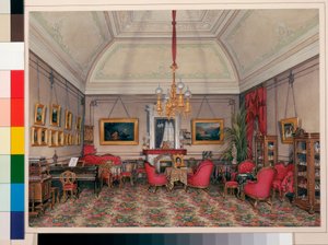 Interieurs van het Winterpaleis: Het vijfde gereserveerde appartement - De tekenkamer van Grootvorstin Maria Alexandrovna door Eduard Hau