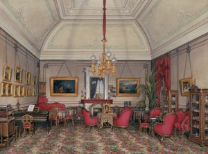 Interieurs van het Winterpaleis. Het Vijfde Gereserveerde Appartement. De Salon van Grootprinses Maria Alexandrovna, 1874 door Eduard Hau