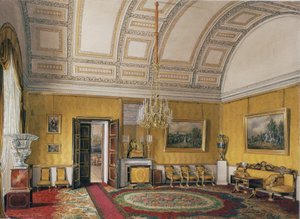 Interieurs van het Winterpaleis. Het Eerste Gereserveerde Appartement. De Gele Salon van Grootvorstin Maria Nikolajevna, 1866 door Eduard Hau