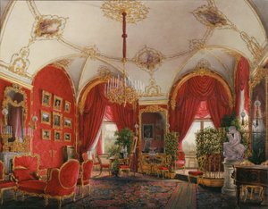 Interieurs van het Winterpaleis. Het vierde gereserveerde appartement. De hoekkamer door Eduard Hau