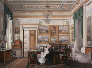 Interieurs van het Winterpaleis. De Studeerkamer van Keizer Alexander II, 1850s
