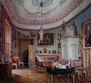 Uitzicht op de kamer van Paul I in Gatchina door Eduard Hau