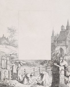 Vrouwen die Planten Verzamelen en ze op hun Hoofd Dragen, een Manlijke Toeschouwer Rechts door Eduard Julius Friedrich Bendemann