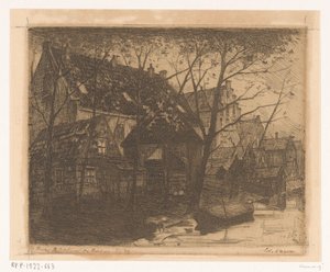 Achterkanten van huizen langs het water door Eduard Karsen (signed by artist)