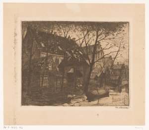 Achterkanten van huizen langs het water door Eduard Karsen (signed by artist)