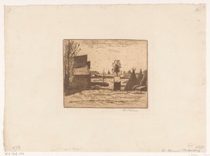 Boerenerf met schuur en hooischelven door Eduard Karsen (signed by artist)