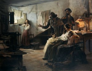 De familie van de anarchist op de dag van zijn executie