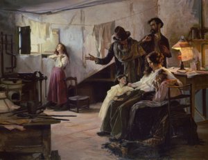 De familie van de anarchist op de dag van zijn executie