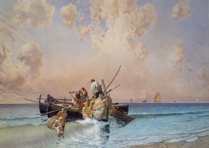 Terug van het vissen, door Eduardo Dalbono
