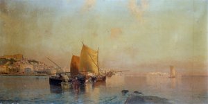 Haven van Napels met boten