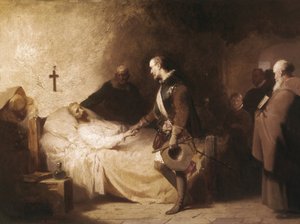 Don Juan van Oostenrijk bezoekt Miguel de Cervantes door Eduardo Javier Ramon Cano de la Pena