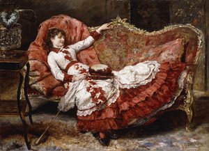 Een elegante dame in een rode jurk