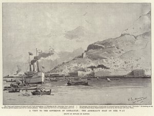Een bezoek aan de gouverneur van Gibraltar, de admiraliteitsboot op weg door Eduardo de Martino