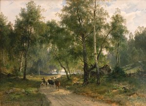 Onder de Berken. Motief van Mälaren door Edvard Bergh