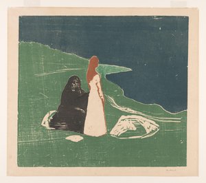 Twee vrouwen aan de kust door Edvard Munch (signed by artist)