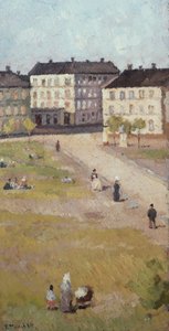 Middag op het Olav Ryes plein door Edvard Munch