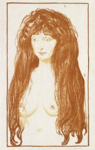 Die Sünde (Mädchen mit rotem Haar und grünen Augen) door Edvard Munch