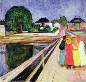 Meisjes op een brug