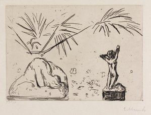 Interieur met sculpturen door Edvard Munch