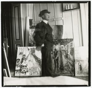 Zelfportret op 53 Am Strom in Warnemünde door Edvard Munch