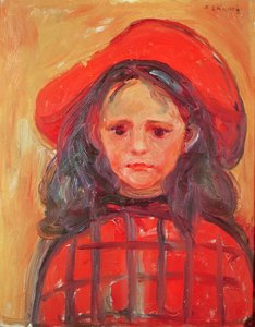 Jong meisje met een rode hoed door Edvard Munch