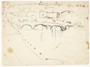 Uitzicht vanuit een raam bij Lungarno over de rivier richting Santo Spirito en San Miniato heuvels, Florence door Edvard Weie
