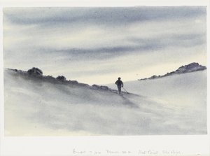 Zonsondergang, 19:00, 30 maart 1911, Hut Point, Skihelling door Edward Adrian Wilson