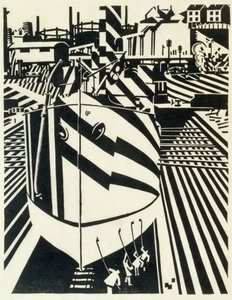 Liverpool scheepvaart door Edward Alexander Wadsworth