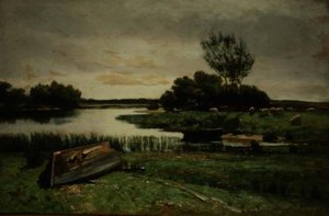 Meer met roeiboten door Edward Arthur Walton