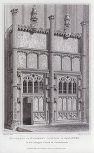 Monument van Margaret Gravin van Salisbury, in de Collegiale Kerk van Christchurch (gravure) door Edward Blore