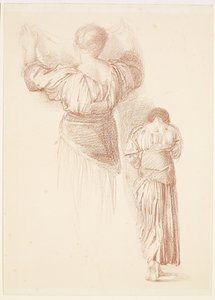 Vrouwelijke - Draperiestudies, studies van vrouwelijke draperie gezien van de achterkant door Edward Burne-Jones