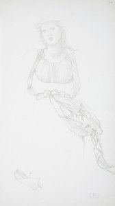 Studie naar een vrouwelijk torso en drapering door Edward Burne-Jones