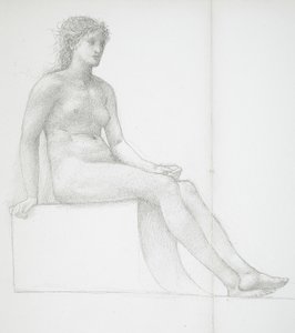 Ben van een naakt vrouwelijk model door Edward Burne-Jones
