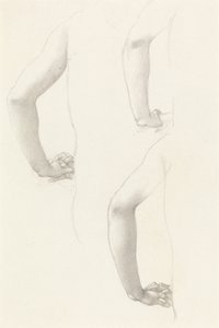 Studies van een arm en handen door Edward Burne-Jones