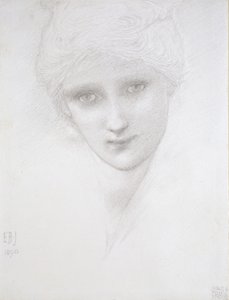 Hoofd van een vrouw, 1890 door Edward Burne Jones