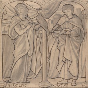 Voorbereidend ontwerp voor een glas-in-loodraam, Vergilius en Horatius door Edward Burne Jones