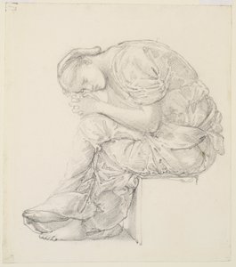 De Klaagzang - Studie voor de figuur aan de rechterkant door Edward Burne Jones