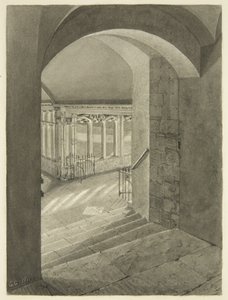 Ingang naar de kloosters van de kathedraal van Bristol met het graf van Edward Bird door Edward Cashin