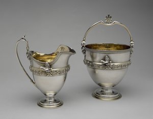 Roomkan en Suikerbasket, ca. 1865-1869 (zilver en verguld zilver) door Edward Chandler Moore