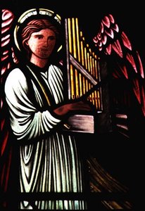 Engel met een portatief orgel door Sir Edward Burne-Jones