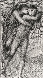 Phyllis en Demophoon, ca. 1868 (roze krijt) (zw/w foto) door Edward Coley Burne Jones