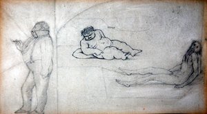 William Morris en de kunstenaar in een stoombad, ca. 1890