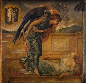 Cupido en Psyche - Palace Green Muurschilderingen - Cupido vindt Psyche slapend bij een fontein, 1881