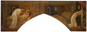 Cupido en Psyche - Palace Green Murals - Psyche houdt de lamp vast en kijkt naar het gezicht van de slapende Cupido en Psyche verlaten, 1881